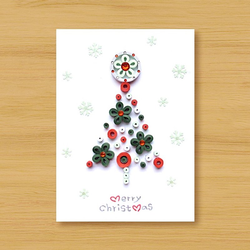 Hand-rolled paper stereo card _ Snow Country Christmas Tree _B ..... Christmas Card - Cards & Postcards - Paper Green