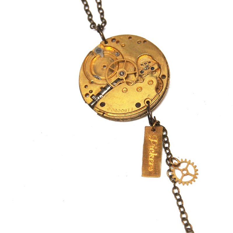 1950s antique pocket watch movement necklace - Necklaces - Other Metals 