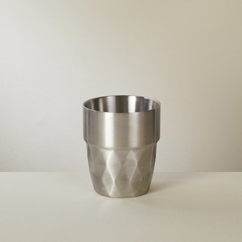 D&M large iron stone pattern double-layer Stainless Steel cup - แก้ว - สแตนเลส สีเงิน