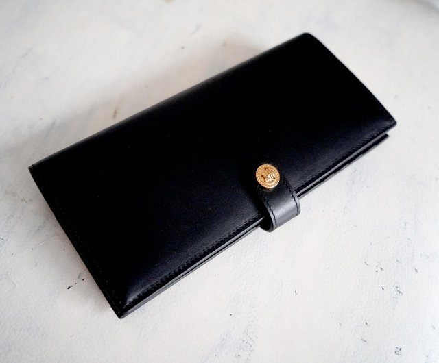 VERSACE　ケース　がま口　ブラック　レザー　メデューサ　ゴールド 新品 VERSACE ゴールド メドゥーサ サークル ロゴ ブラック