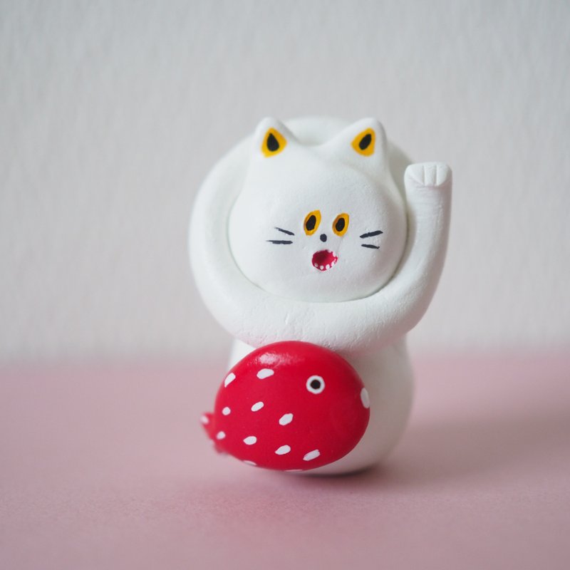 Maneki-neko (scroll type) - 公仔/玩偶 - 黏土 白色
