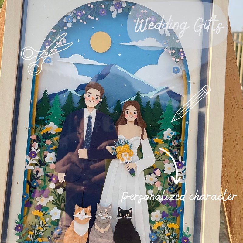 On of a kind Personalized Paper Cut Portrait: Wedding Gift - 相框/畫框 - 紙 