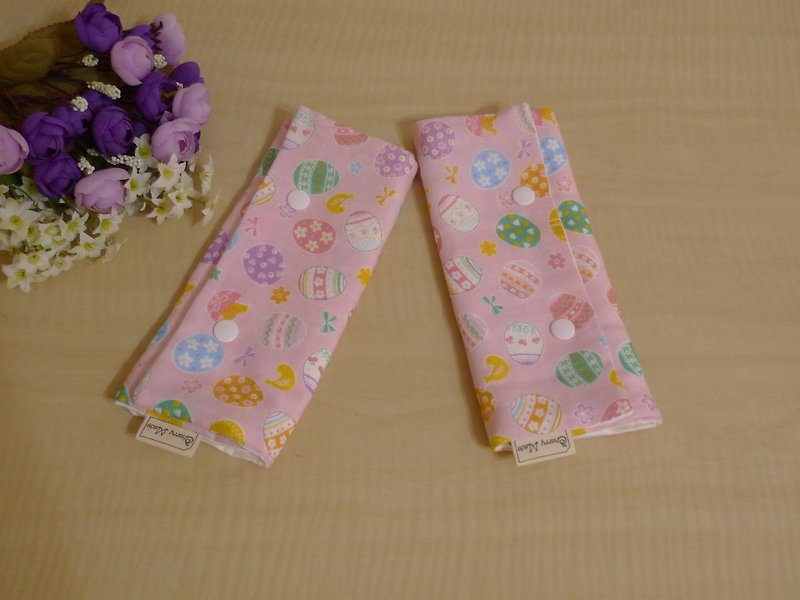 Happiness Egg (Pink)-Strap Saliva Towel - ผ้ากันเปื้อน - ผ้าฝ้าย/ผ้าลินิน สึชมพู