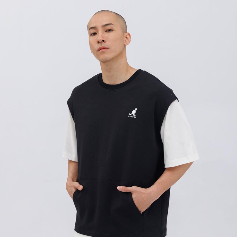 【KANGOL】春夏新品/ 中性假兩件圓領T - 黑_6325100520 - 男 T 恤 - 棉．麻 黑色