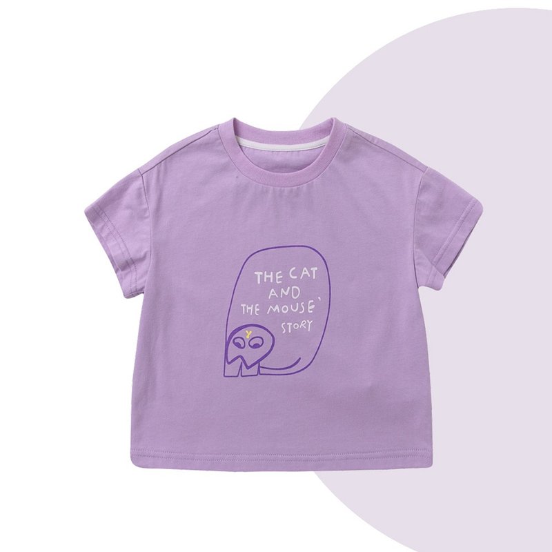 [Clearing Offer] Simple Printed Cotton T - Tops & T-Shirts - Cotton & Hemp Purple