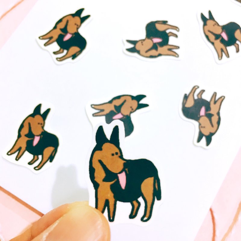 Leaflet buy / prestige German Shepherd / matte hand-painted stickers - Stickers - Paper Brown