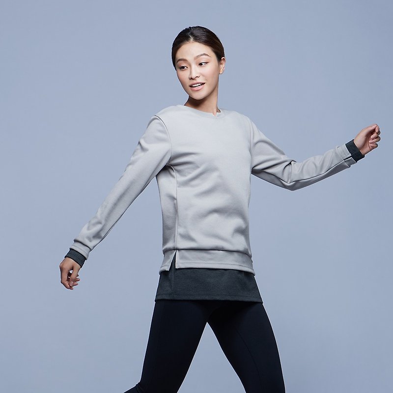 [MACACA] warm layer long sleeve T - BRE3333 gray / deep gray - Women's Tops - Polyester Gray