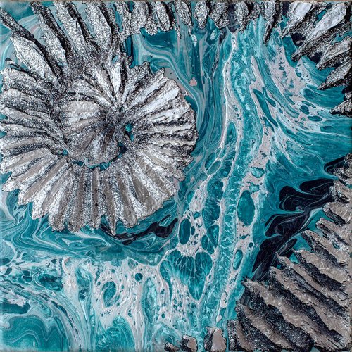 InnaGranatArt Abstract Art. Acrylic. Painting on canvas. Original. Blue ocean. Sea. Gift