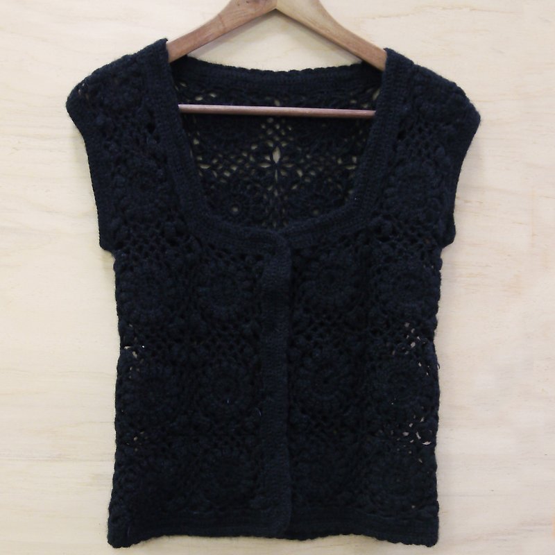 FOAK vintage black knitted vest - Women's Vests - Wool Black