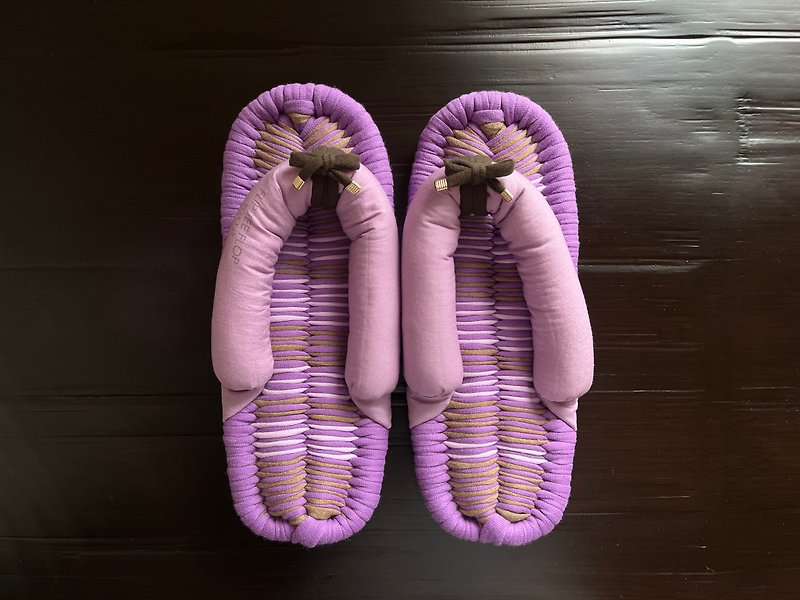 【FLIP TEE FLOP】24cm Cloth  sandal slippers Nuno zori lavender 【No.252】 - รองเท้าแตะในบ้าน - ผ้าฝ้าย/ผ้าลินิน สีม่วง