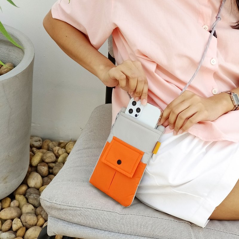 Nylon Other Orange - JOSH phone purse - Gray orange