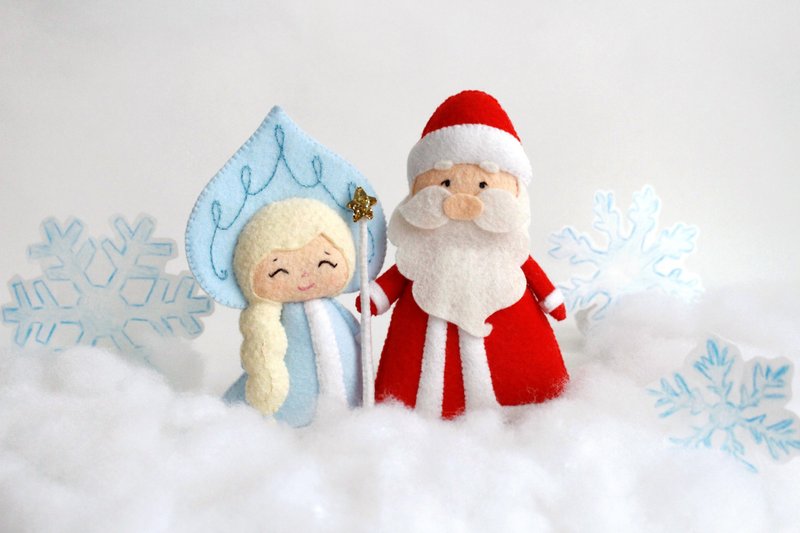 Felt Snow maiden and Grandfather Frost sewing PDF tutorial with patterns - 手工藝教學/工具書 - 其他材質 