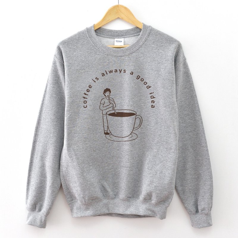 coffee good idea Gray unisex sweatshirt - Unisex Hoodies & T-Shirts - Cotton & Hemp Gray