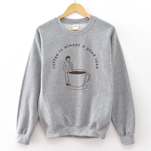 hipster coffee good idea 中性大學T 刷毛 灰色 秋冬禮物快速咖啡瘋設祭