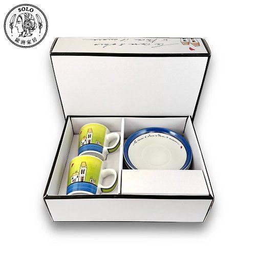 Solo Ev for home 義大利EGAN- 歐式小屋系列 100ML濃縮咖啡杯禮盒組 藍綠色
