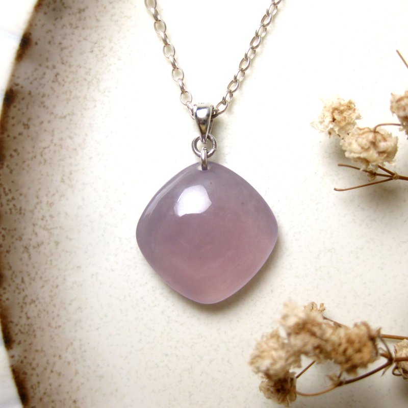 Christmas gift box | Styling jade pendant-diamond flower purple jade/natural texture simple combination/ - สร้อยคอ - หยก สีม่วง