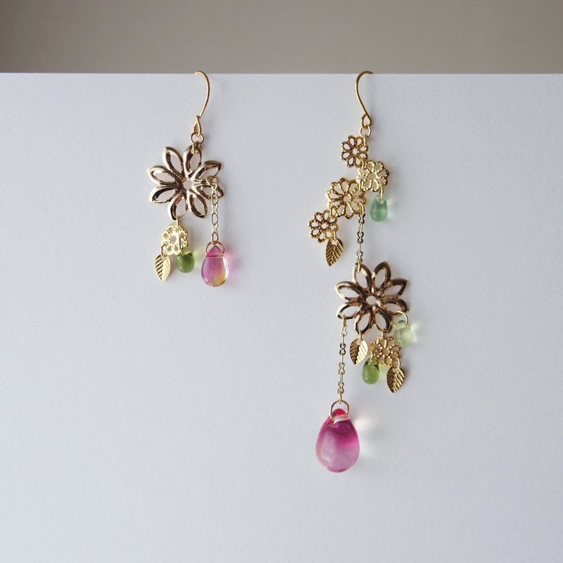 Earrings Omohiamaku - ต่างหู - แก้ว สึชมพู