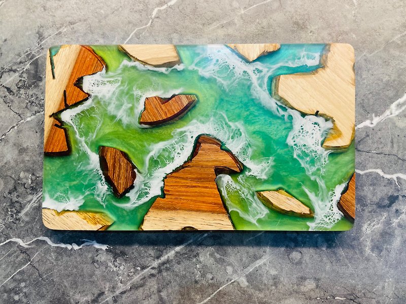 Rosewood ocean tea tray decoration - ที่รองแก้ว - เรซิน สีเขียว