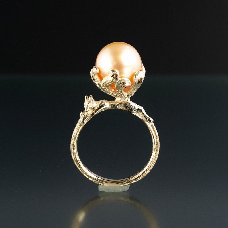YOKAI Ring Kyubi no Kitsune 10K YG with South Sea Pearl - 戒指 - 貴金屬 金色