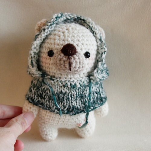 布。棉花 毛線娃娃 手作玩偶 圍巾寵物 羊毛氈 北極熊 帽T