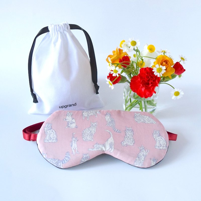 Meow Liberty Eye Mask | Storage pouch included | Free gift wrapping available - ผ้าปิดตา - ผ้าฝ้าย/ผ้าลินิน สึชมพู