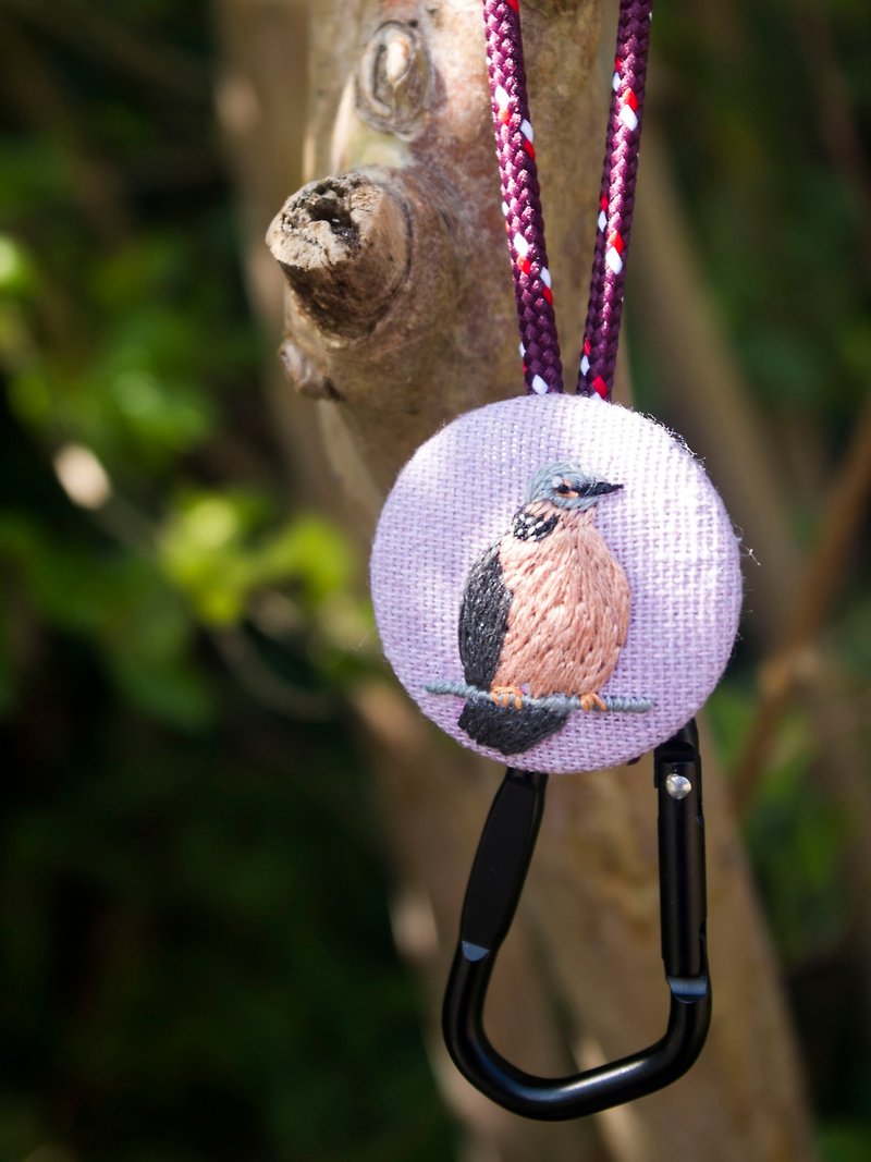[香港野鳥の隣人]ビーズネックのパンド-手刺繍のハンギングバックルハイキングキャンプキーリング - キーホルダー・キーケース - コットン・麻 ピンク