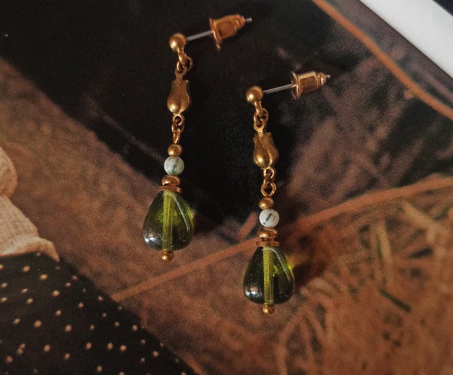 送料無料チューリップドロップイヤリング チューリップドロップ ドロップピアス&frasl;オリーブ - ショップ liang-hua