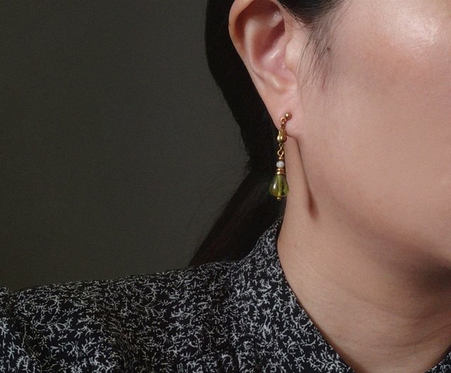 送料無料チューリップドロップイヤリング チューリップドロップ ドロップピアス&frasl;オリーブ - ショップ liang-hua