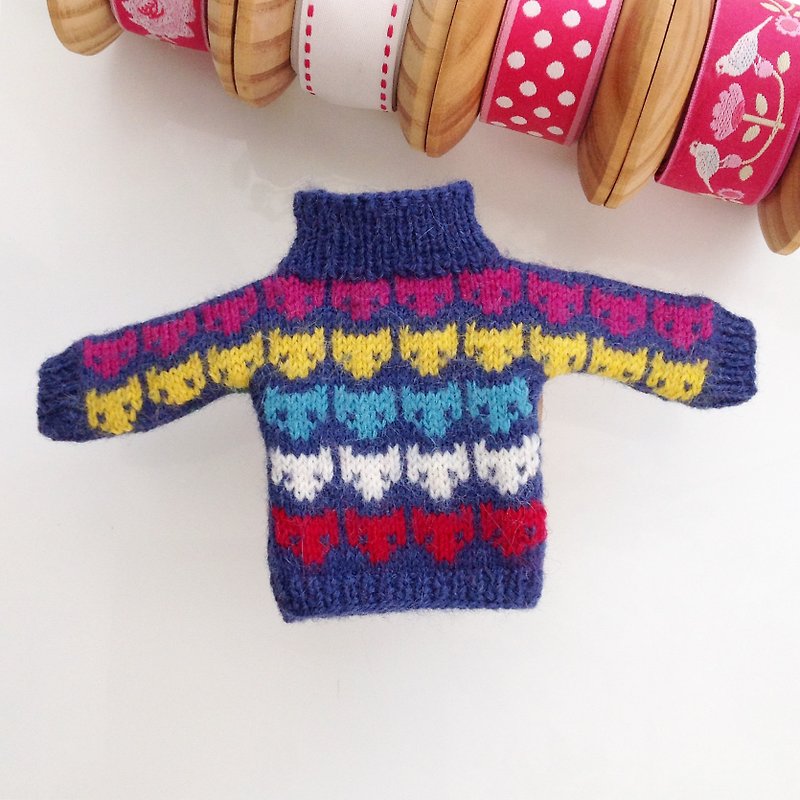 Sweater handmade for Blythe. Blythe knitted   sweater. Blythe doll clothes - 公仔模型 - 羊毛 藍色