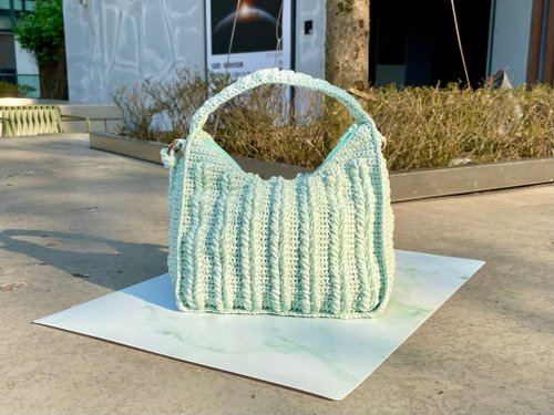 RitCrochet Design 棉繩編織迷你手挽斜背小包貝殼包