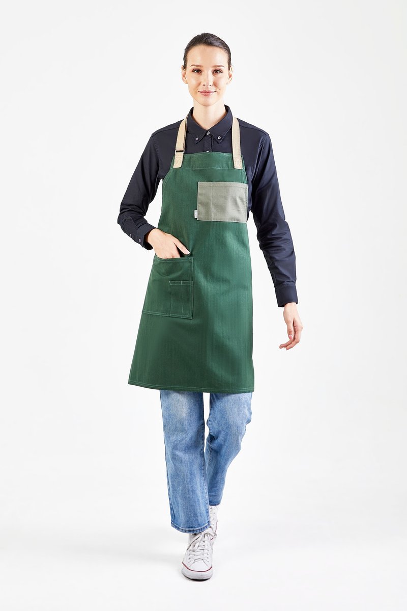 PEBBLE APRON - (Pine Green)工作服 圍裙 - 圍裙 - 棉．麻 綠色