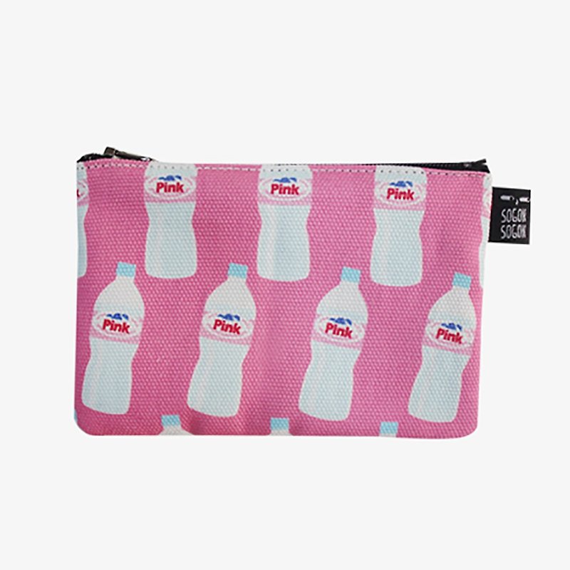 ピンクのボトルの財布 - 小銭入れ - コットン・麻 ピンク