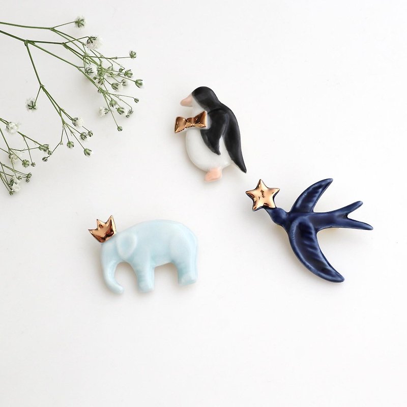 LIMITED Special animal - Brooches - Porcelain Gold