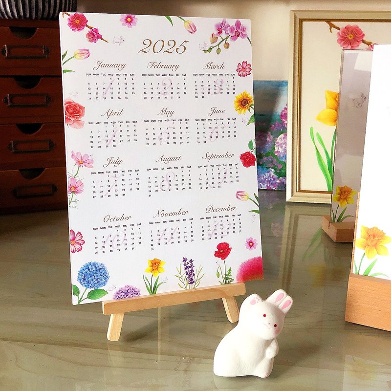 2025 Flower Rabbit │ Easel Desk Calendar Set - ปฏิทิน - กระดาษ 