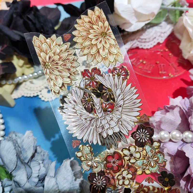 千花結暗 花朵 紙鶴 和紙膠帶 PET 10米卷 手帳咕卡裝飾 熊口組 - 紙膠帶/和紙/PET - 其他材質 多色