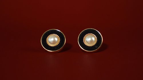 希洛唐娜 【典雅生活】珍珠黑植絨耳環/鋼針/抗過敏