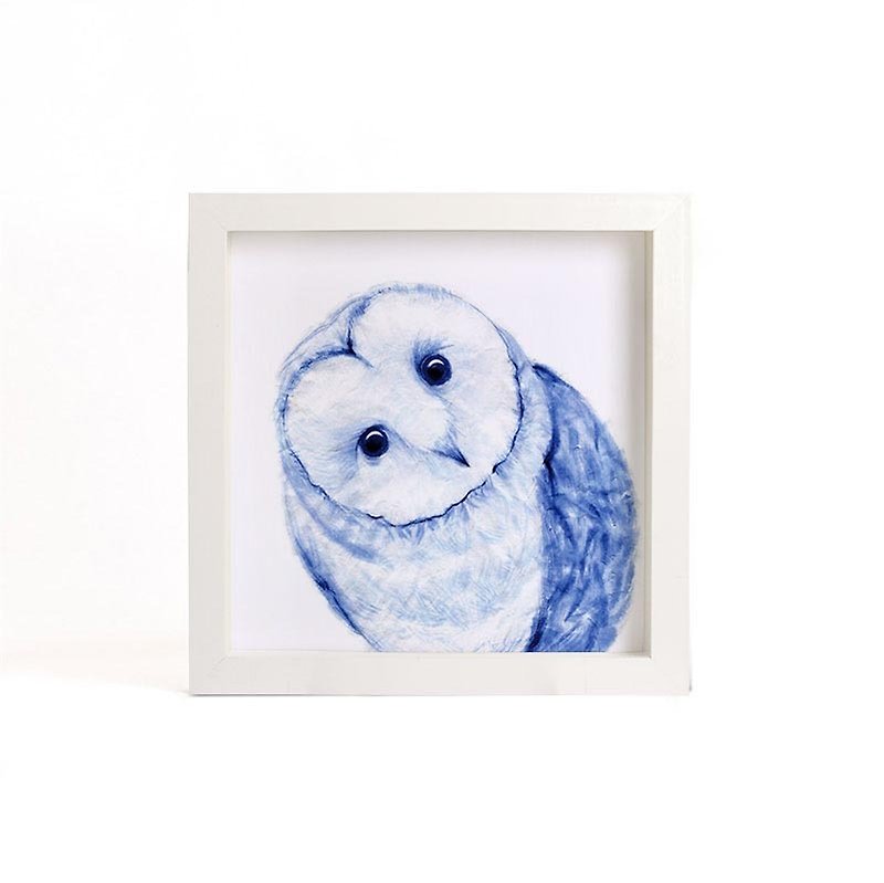 "Visit" Blue and White Series Copy Painting-Owl (without frame) - โปสเตอร์ - กระดาษ สีน้ำเงิน