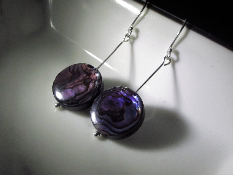 × | Shell Series | × 925 sterling silver ear hook - round pendant shell earrings (one pair) - ต่างหู - วัสดุอื่นๆ หลากหลายสี