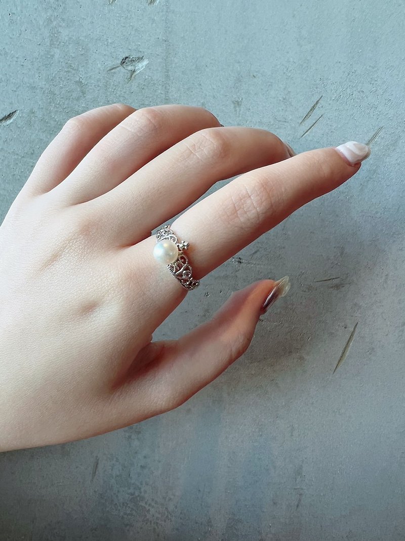 6mm Pearl Crown Ring ~Akoya White~ - General Rings - Pearl White