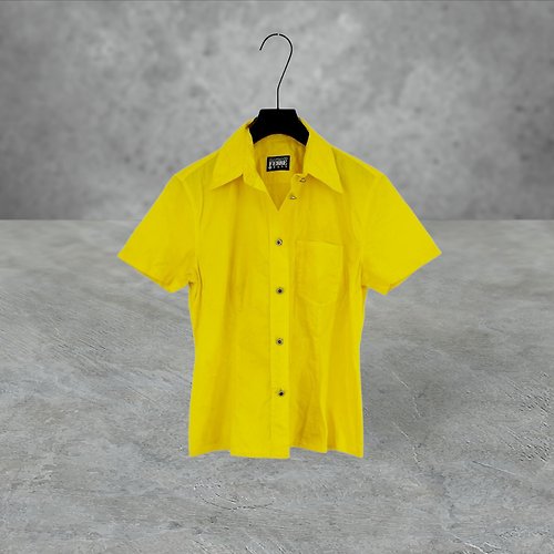 蘿綺莉蕾芭索 GIANFRANCO FERRE 黃色 輕薄 微挺 短袖 襯衫 PF419