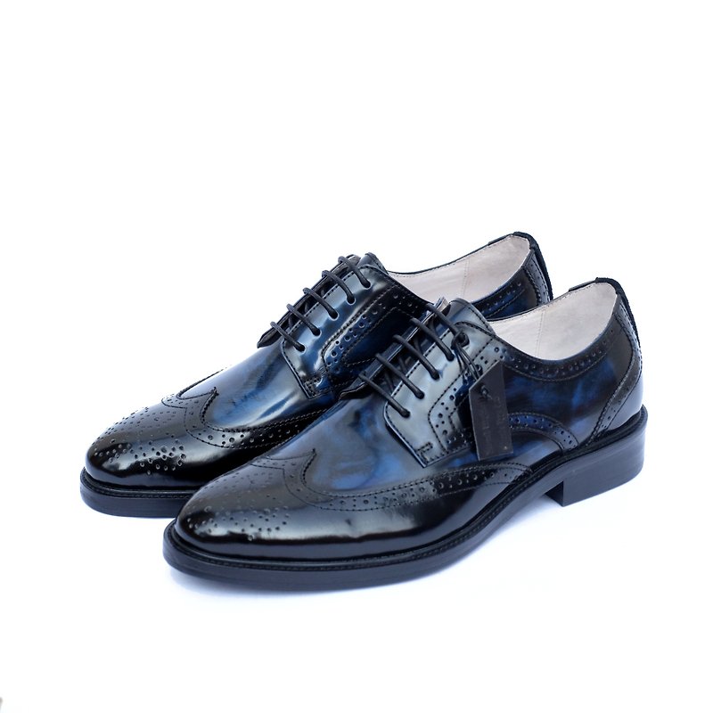 Placebo 4.0 brush off darkblue wingtips - Men's Casual Shoes - Genuine Leather Black