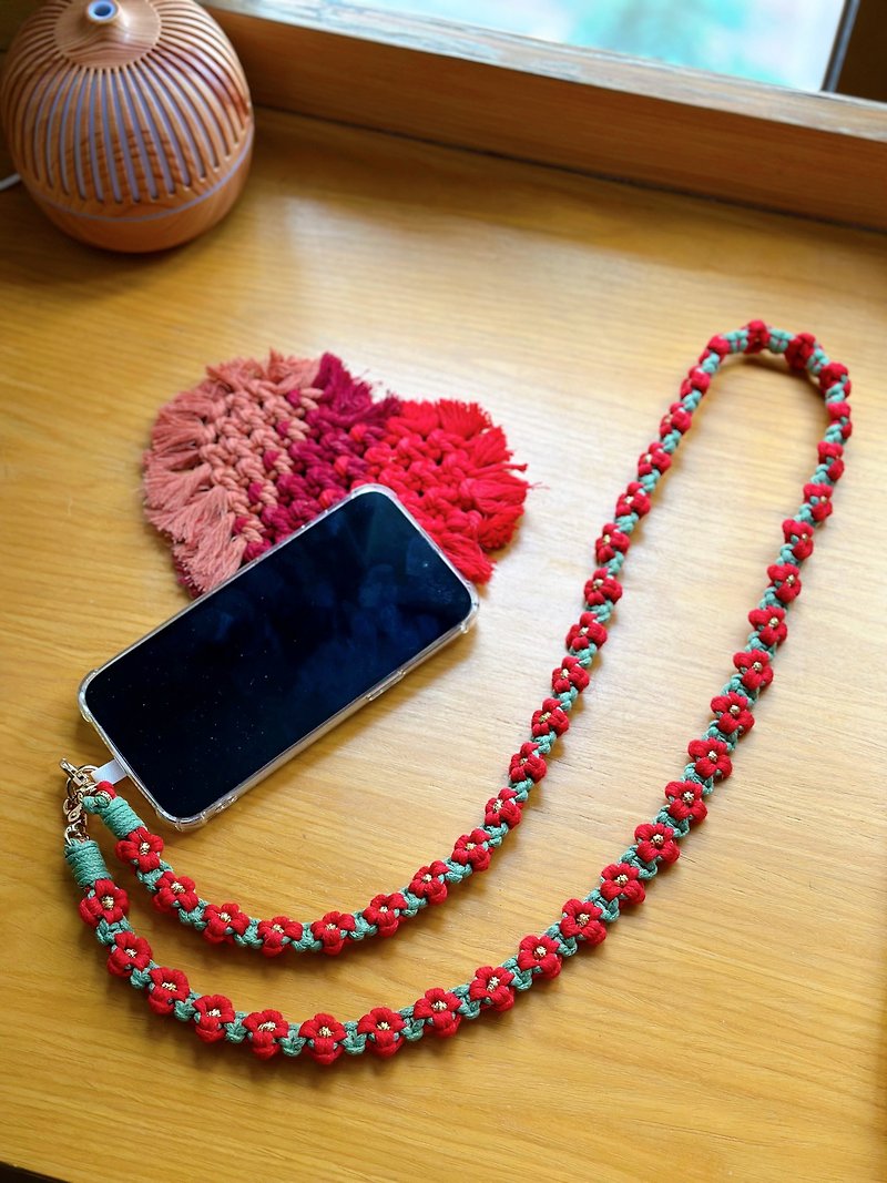 New Year Special Edition Little Daisy Mobile Phone Lanyard - เชือก/สายคล้อง - ผ้าฝ้าย/ผ้าลินิน สีแดง