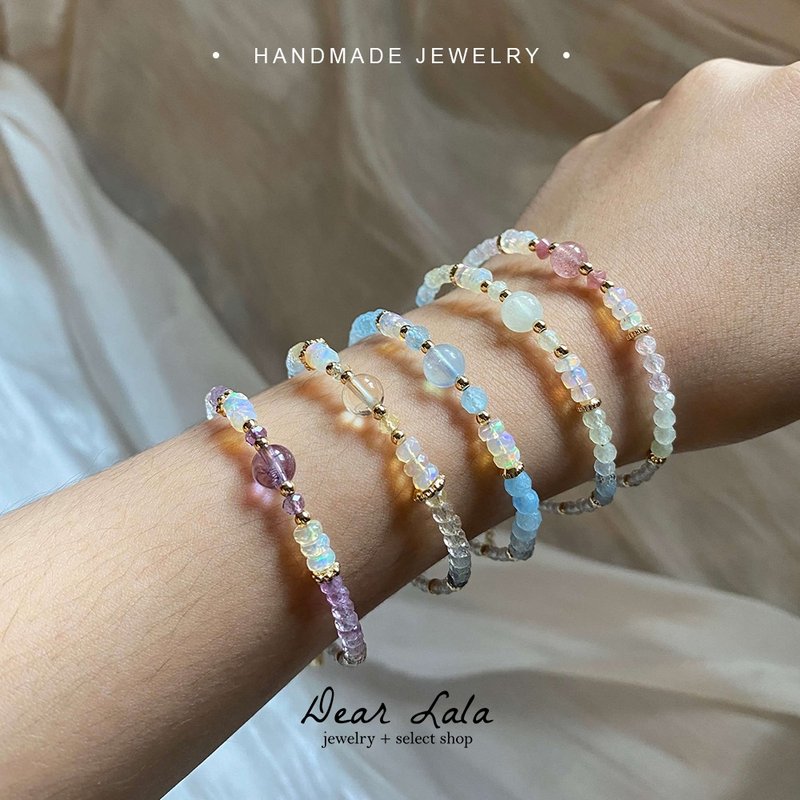 mini stone-light luxury Opal bracelet - สร้อยข้อมือ - คริสตัล หลากหลายสี