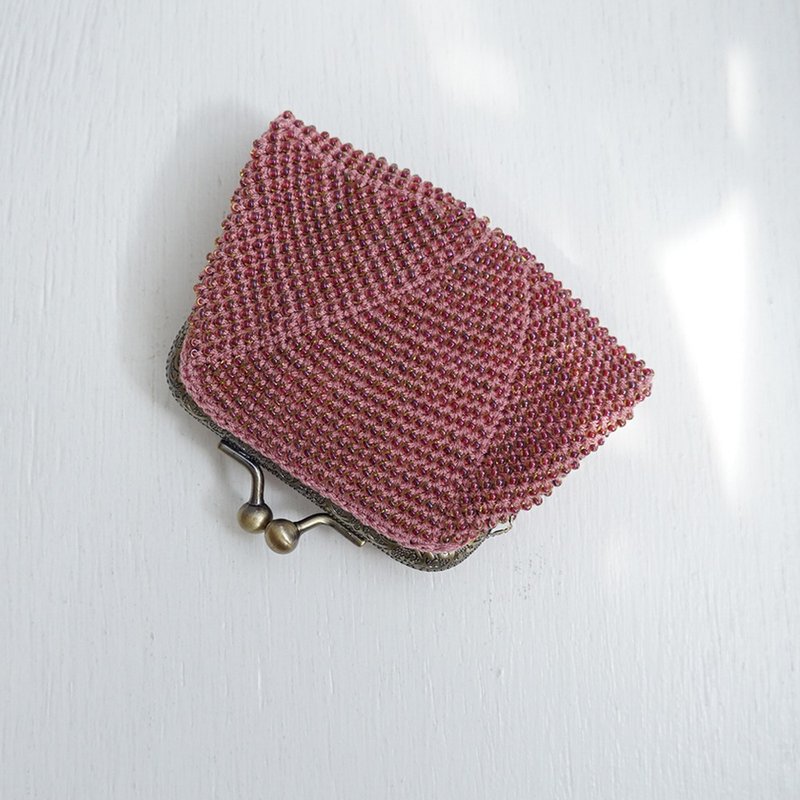 Ba-ba handmade Seedbeads crochet coinpurse No.2075 - 化妝包/收納袋 - 其他材質 紫色