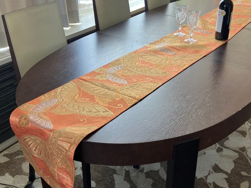 100% silk Japanese style table runner - Place Mats & Dining Décor - Silk Orange