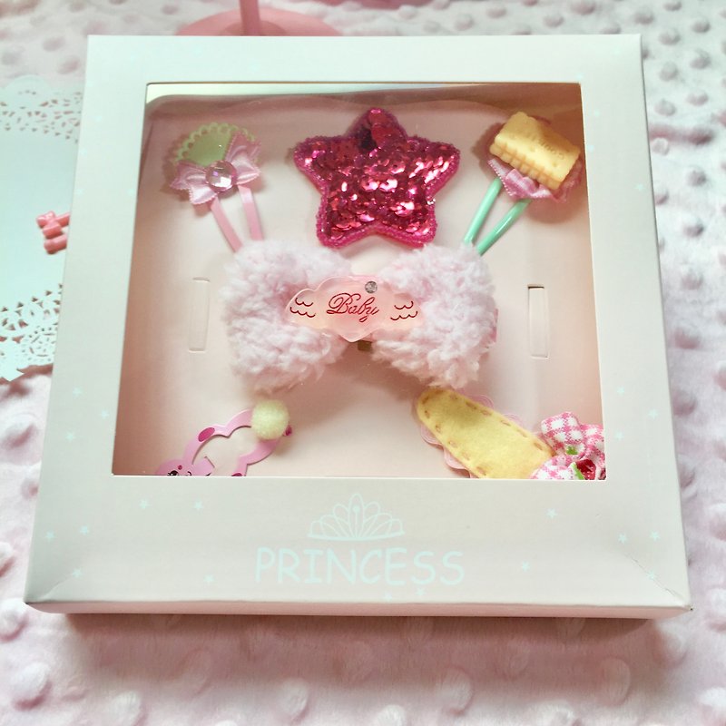 Handmade candy bow shape bb clip / hairpin / hair accessories 6 into the gift box (A) - เครื่องประดับผม - วัสดุอื่นๆ สึชมพู