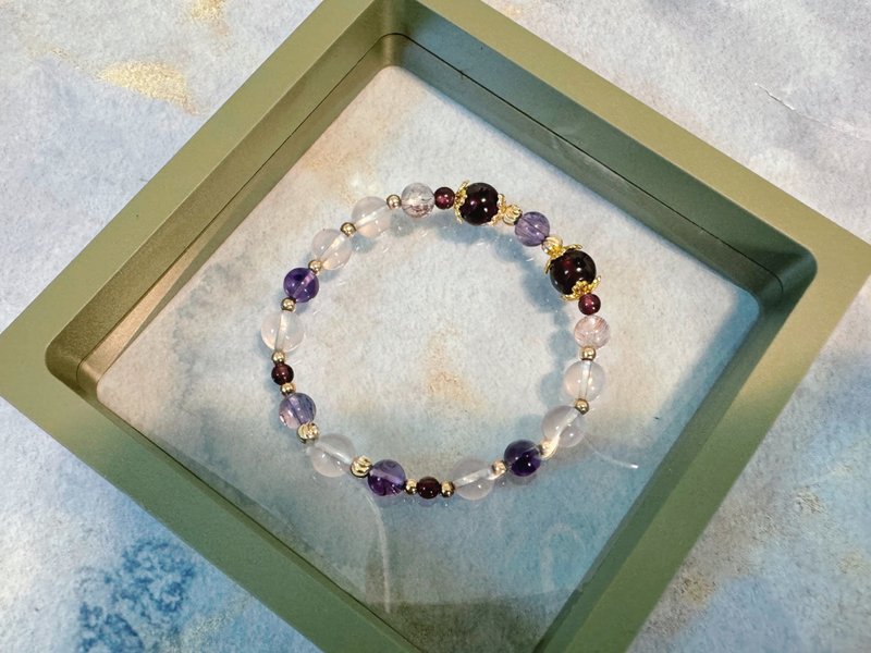 Magnificent Light Bracelet Garnet Rose Quartz Purple Super Seven - สร้อยข้อมือ - คริสตัล สีม่วง