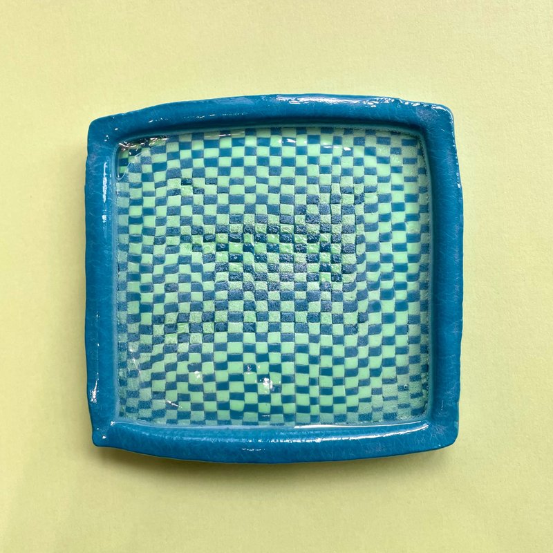 編織圖案飾品盤 - 擺飾/家飾品 - 黏土 藍色