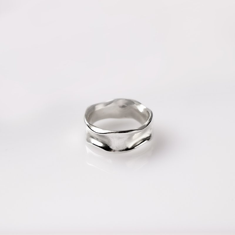 波動 (單隻) 925純銀 客製化 對戒 婚戒 訂婚戒 紀念戒 - 戒指 - 純銀 銀色