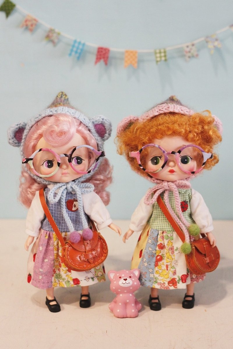 Baby can wear lively colored glasses Holala, sister head, small cloth, monchhichi - Glasses & Frames - Plastic Multicolor